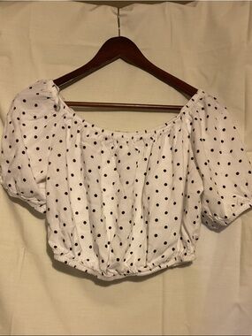 Prima Donna White Polka-Dot Off-Shoulder Crop Top